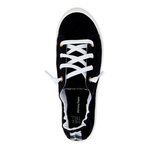 !MEDIUM WIDTH BLACK Time and Tru Women's Scrunch Back Slip-On Sneaker Sz Various - Picture 4 of 5